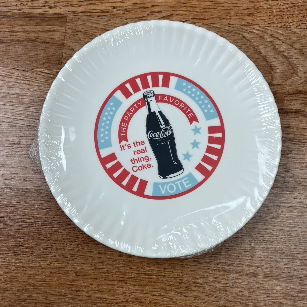 Set of 4‎ Coca-Cola Coke Americana Melamine Plates NEW in Package
